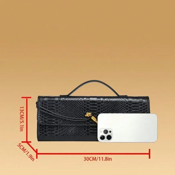 Black Preppy Women's Envelope Handbag - Picture 8 of 8